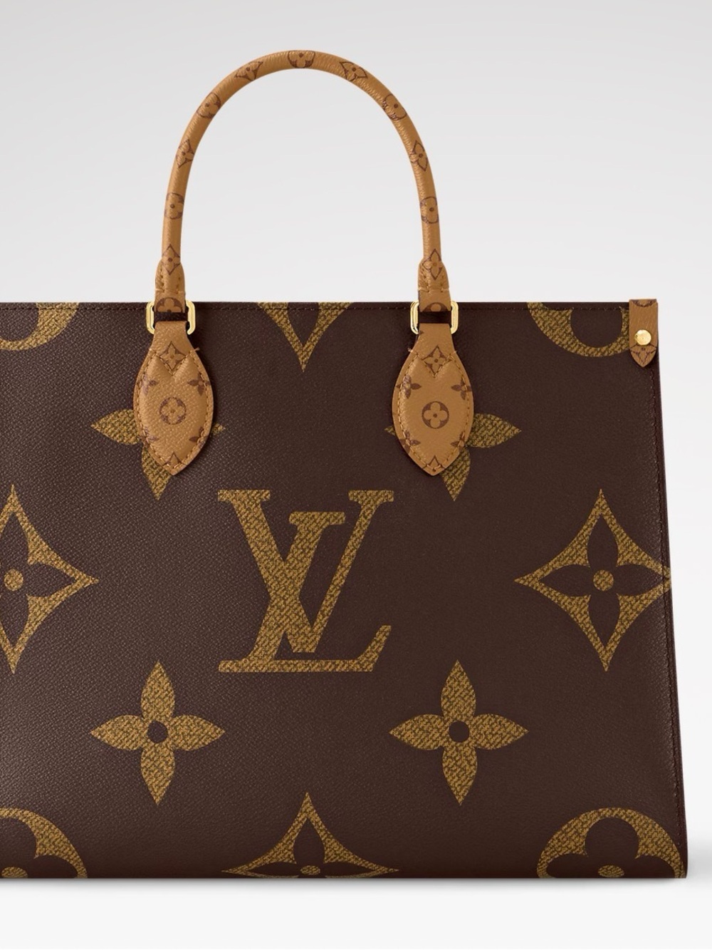 Louis Vuitton On The Go MM Monogram Tote with Tan Handles